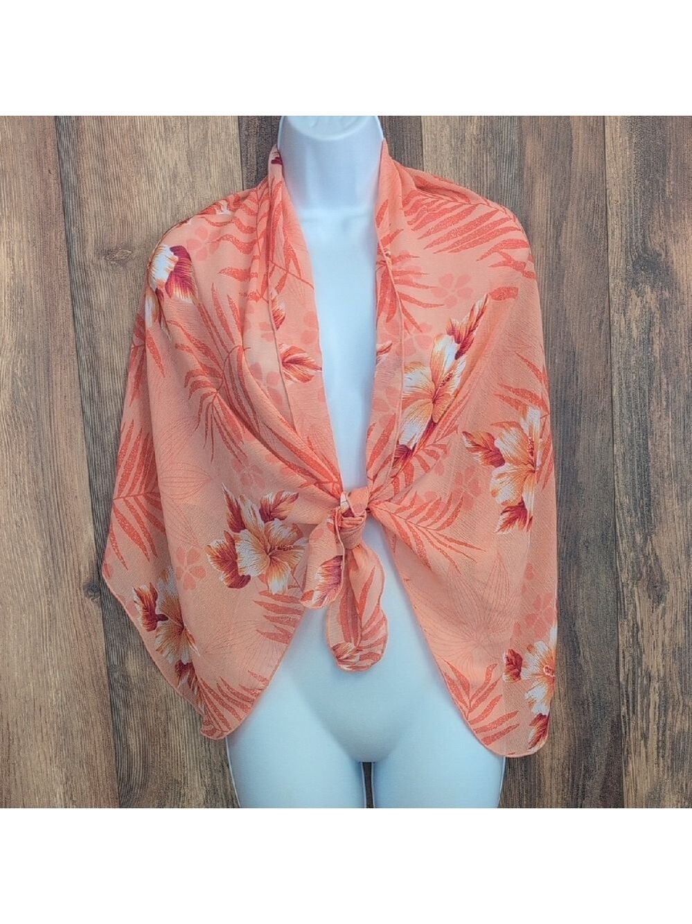 Cherokee Peach Floral Scarf/Shawl Top L/XL 728M